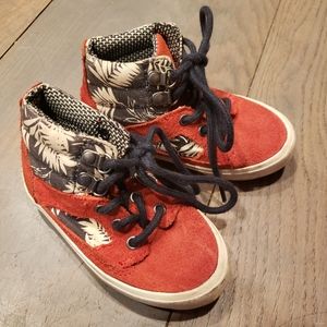 Zara Red Suede Floral Fabric High Top Cool Boots Baby 6